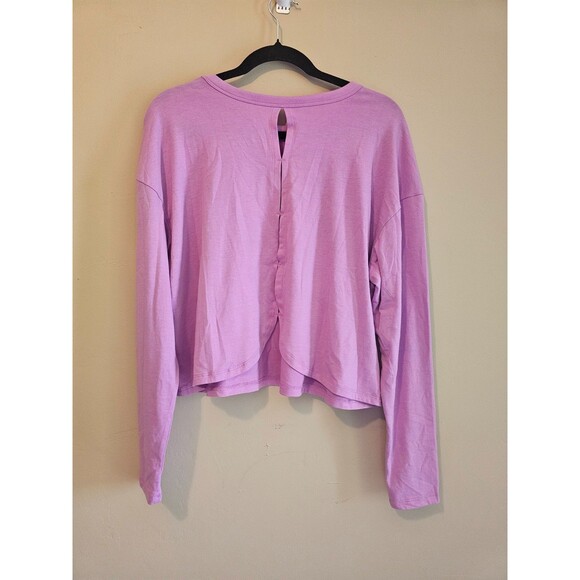 Apana Athletic Long Sleeved pink/purple Top Size Large open back - Picture 2 of 3
